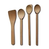 Set di utensili da cucina in legno – Set di 4 utensili da cucina in legno massello di faggio, utensili da cucina, spatole antiaderenti