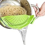 homEdge homEdge Filtro a scatto, filtro scolapasta in silicone con clip adatto a tutte le pentole e ciotole per spaghetti, pasta, pasta e frutta - Verde
